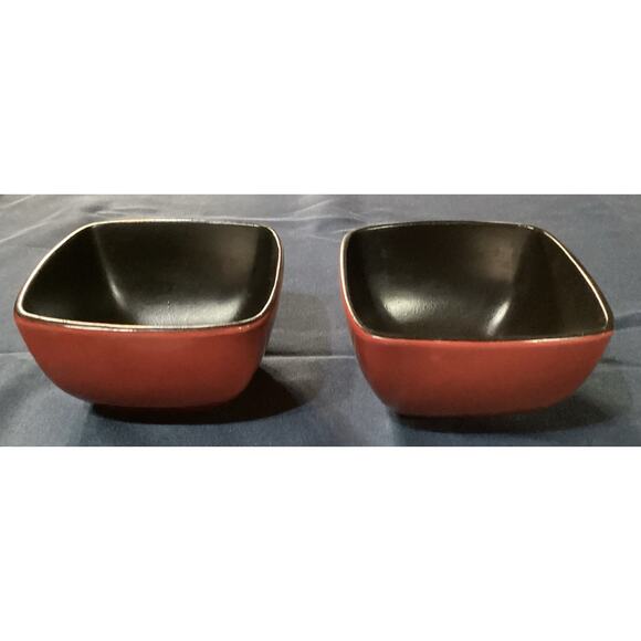 Set of 2 Home Trends Red Claret Black Square Soup Cereal Bowls - Picture 3 of 7